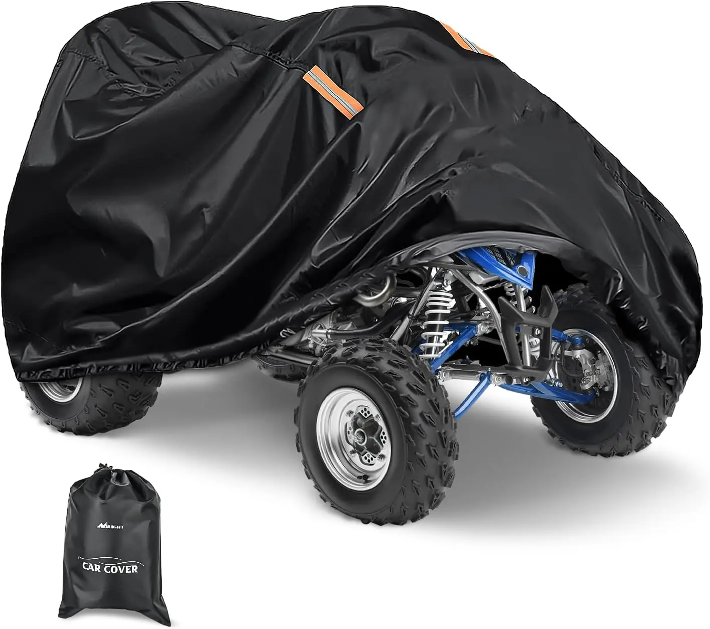 Nilight 420D Oxford Cloth ATV & Motorcycle Cover, Heavy-Duty Ripstop Black Waterproof Multi-Size Cover, UV-Resistant Scratch Guard for 4-Wheeler All-Season Use, Fits Vehicles Up to 82" L x 47" W x 45" H, Motorcycle Covers