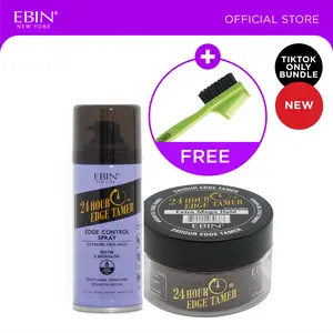 EBIN 24hr Edge Control (Active hold) + Edge Control Spray bundle with Free Edge  | Extreme hold, Shine boosting, lightweight brush moldy