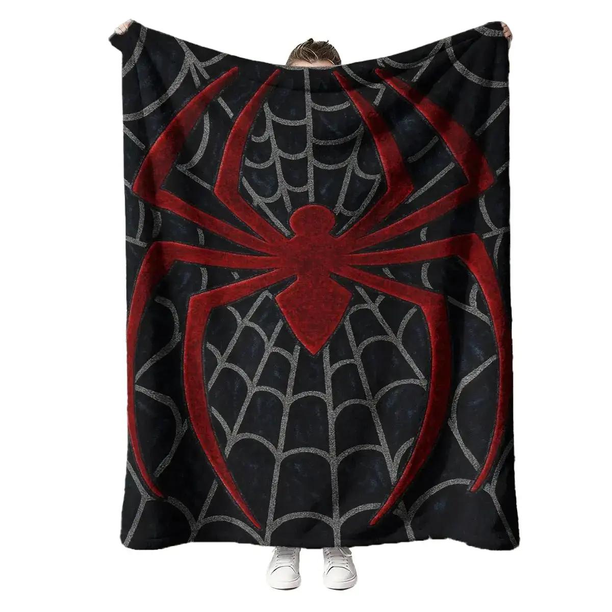 Red Spider Web Graphic Flannel Blanket, Soft, Skin-Friendly, Warm, Cozy Throw Blanket, Gothic Halloween Style Lightweight Bedding for Sofa, Bedroom Naps, Home Decor, Birthday Gift, use, multi-scene