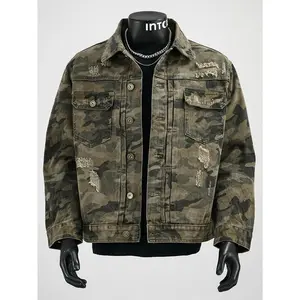 Men'S Vintage American Retro Camouflage Tactical Workwear Jacket - Loose Fit Denim Coat with MOLLE System, Multiple Pockets & Adjustable Strap, Durable Medium-Stretch Fabric for Outdoor, Casual & Everyday Use (Spring/Fall) - Tactical to Casual Style