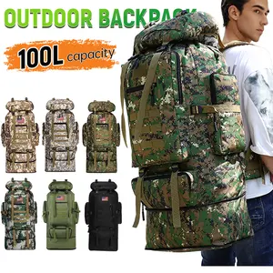 Emergency Escape Bag, 100L Big Forest Bugout Bags, 600D Oxford Fabric Camouflage Bag, Waterproof Breathable Travel Bag, Overnight Biggie Handbag, Rugged and Durable Men's Camouflage Backpack Hiking Camping Hunting, 72 Hour Emergency Escape Bag SpringState