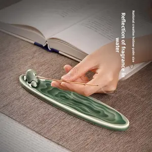 Ceramic Incense Holder for Agarwood & Sandalwood Indoor Home Incense Burner Stick Holder Ash Catcher & Lighting Tool