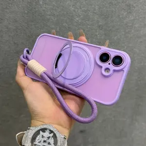 Magnetic Ring Holder Bracket Wrist Strap Cord Mobile Case For iPhone 17 Air 16 15 14 13 11 12 Pro Max 15 Plus Shockproof Matte Cover
