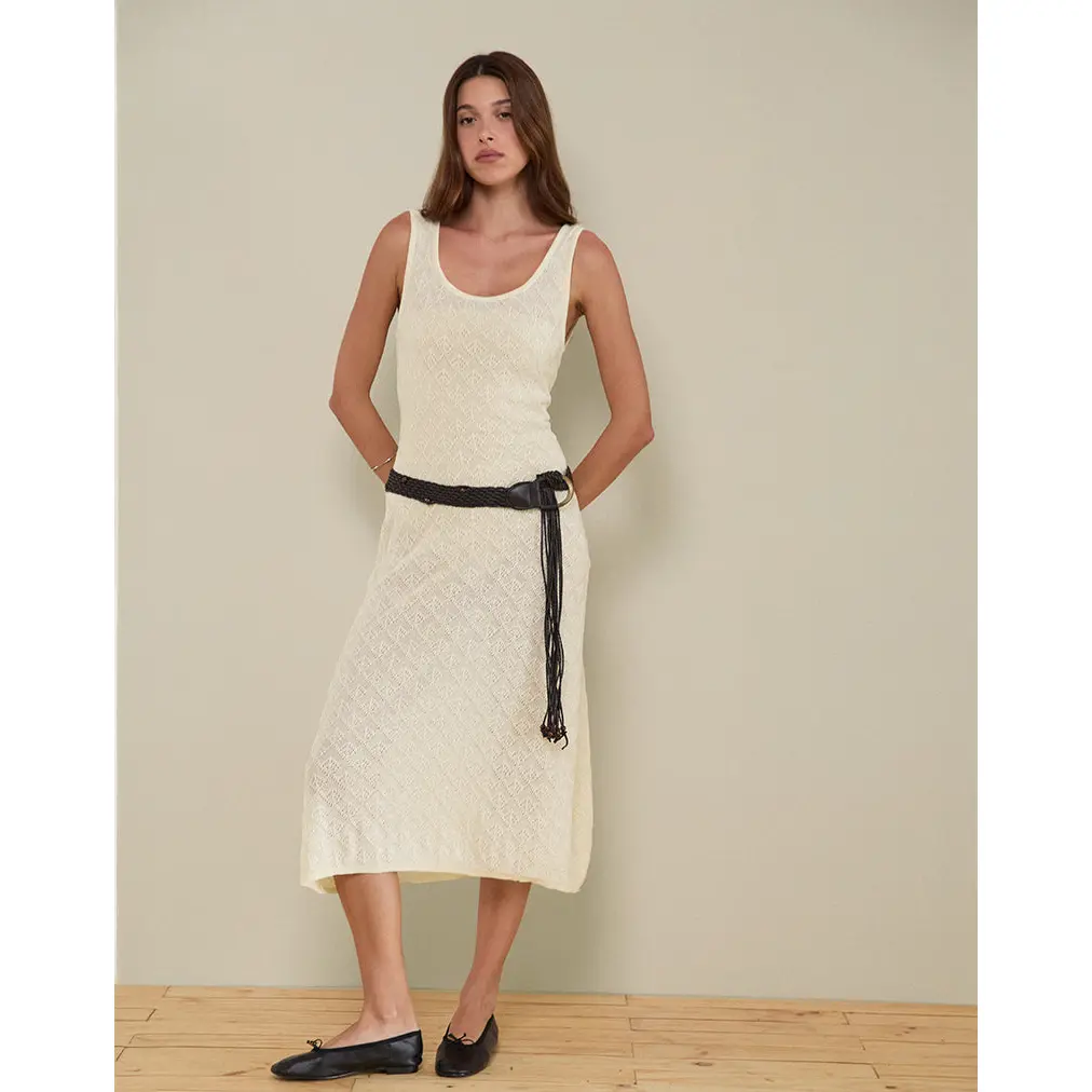 Ashtin Midi Dress in Pointelle Ivory
