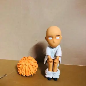 15cm One Punch-Man Saitama Wc Bad Taste Ver. PVC Action Figure Funny Wig Toilet Collect Ornament Model Desktop Decoration Toys