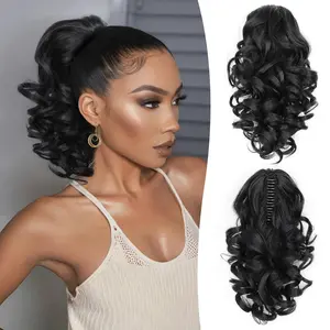 Elegant Claw-Shaped Hairpin Ponytail 12 Inches Short Curly Wavy Style Artificial Wig Cap Easy Install Daily Wear Versatile Hairpiece