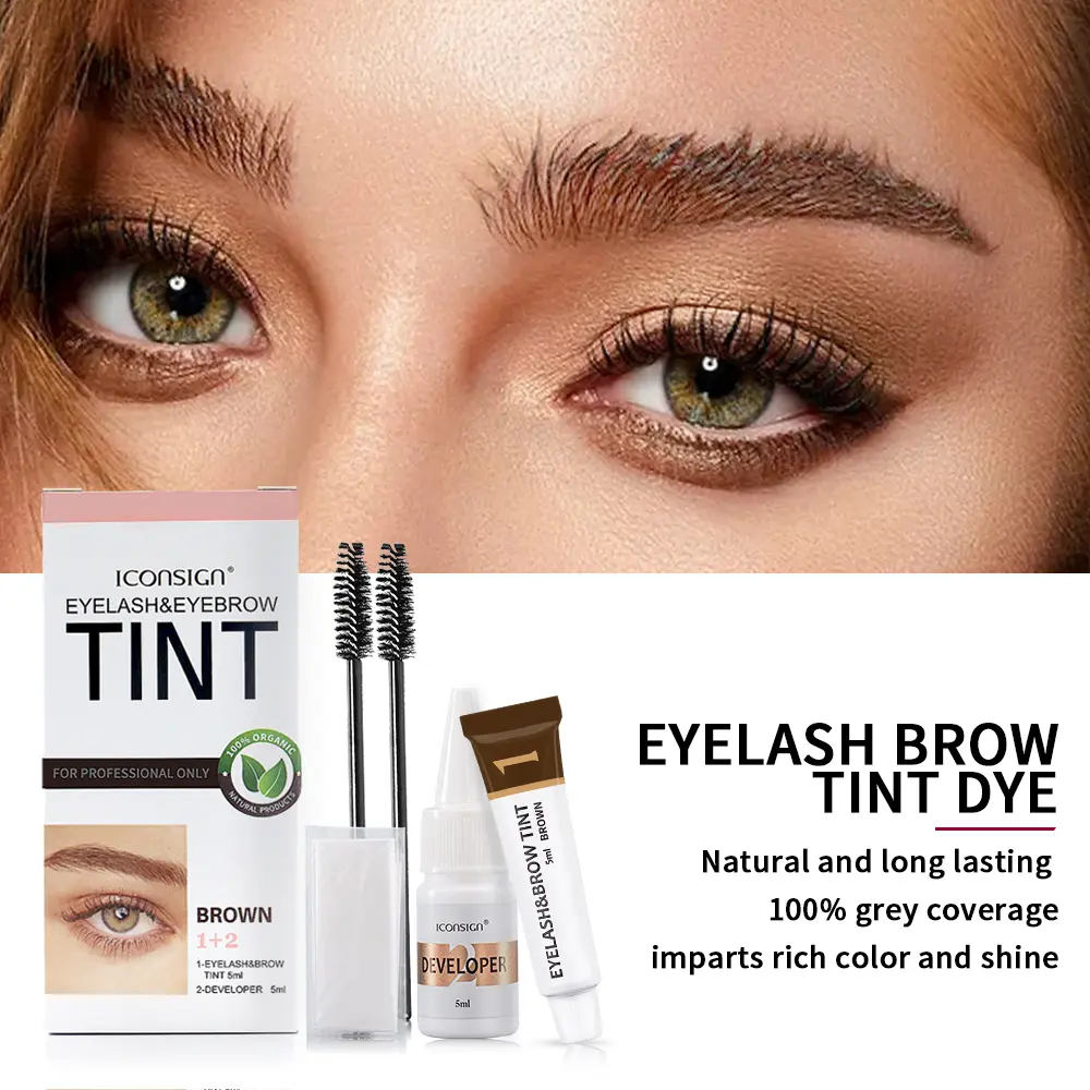 ICONSIGN Lash Color Kit Brown 7ml Instant Eyebrow & Eyelash Color with Natural Ingredients Lasting 4 Weeks DIY Safe Easy for Beginners | Black Makeup eyebrow filter shaper | eyebrow gel