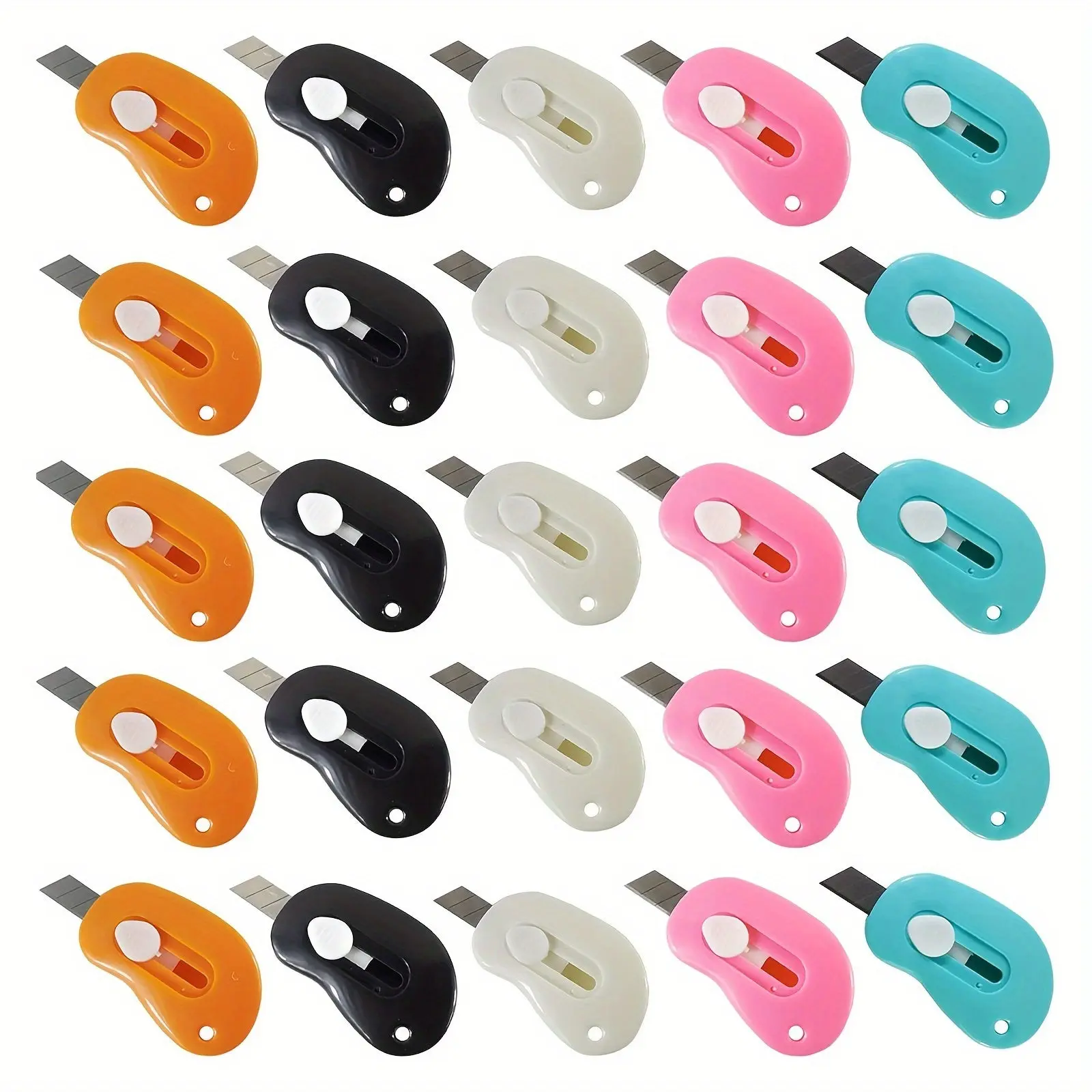 25pcs Portable Auto-Retract Box Cutter - Office Stationery Cutting Supplies, Compact Accessories for Home & Office Letter Opening, Office Accessories