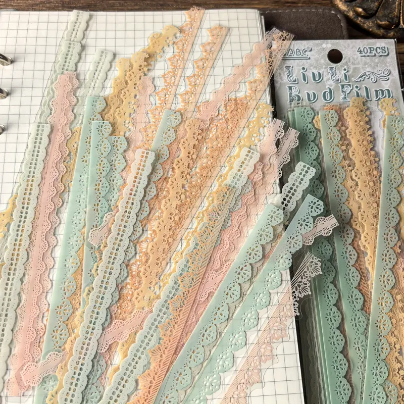 1 pack (40 sheets) - floral lace decorative stickers - Self-adhesive vintage scrapbook, Scrapbooking, diary, and card making - lace design - Suitable for DIY crafts, planners, invitations, scrapbook stickers