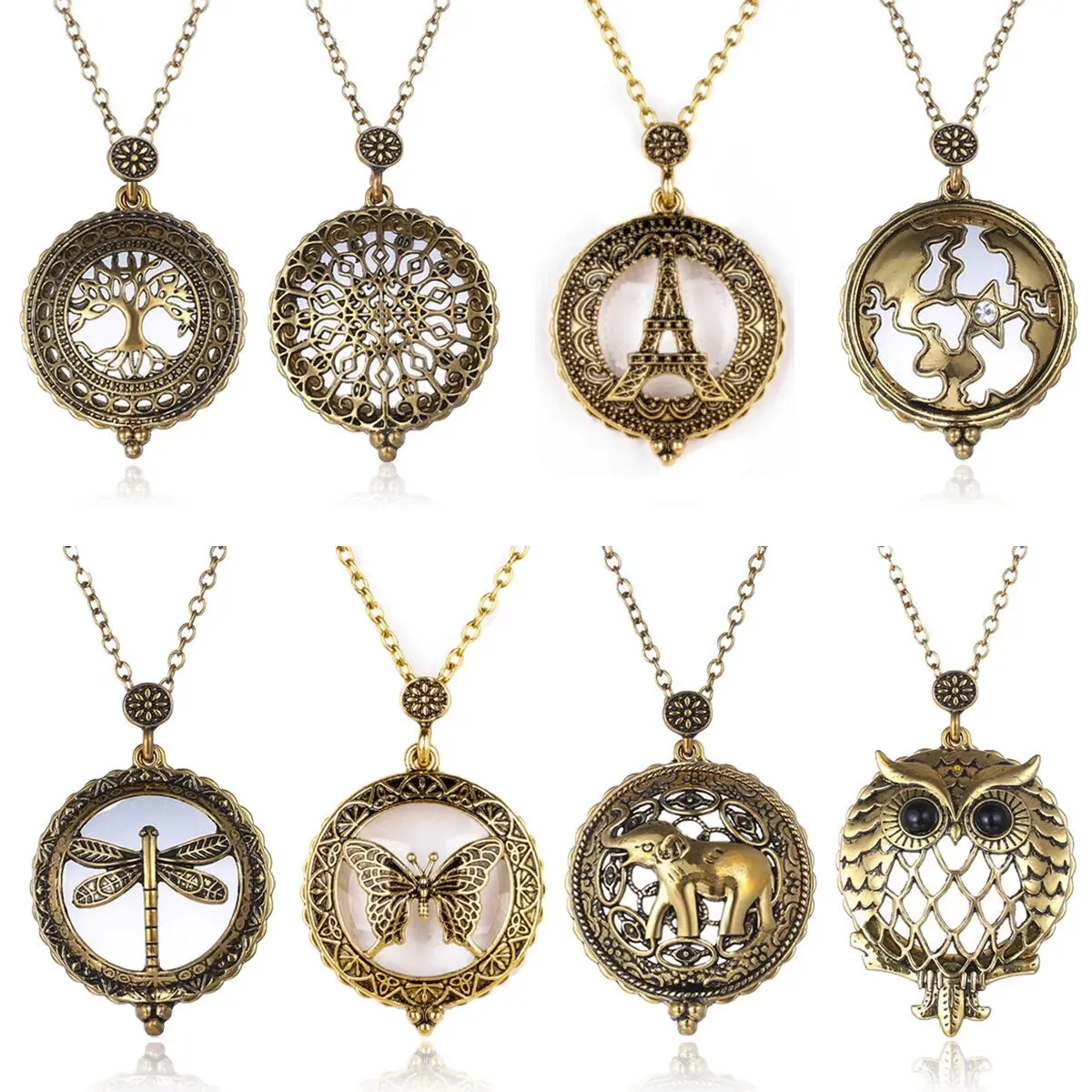 Vintage Fashion Personalized Magnifying Glass Necklace, Creative Animal Pendant Necklace, Unique Jewelry for Women, Butterfly Necklace