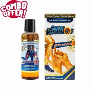 Combo Offer! Contra Reumass Antioxidant 100 Caps + Aceite Contra Reumas Double Antioxidant with Glucosamine, Collagen, Vitamin C, Omega 3 & Omega 3  Dietary Fitness Supplement- Healthcare