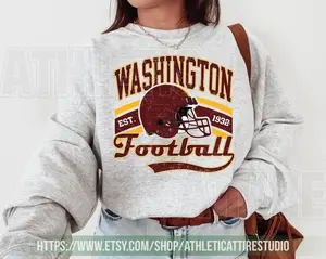 [Sale Up To 50%] Washington Football Vintage Sweatshirt, Washington Crewneck Commander Sweater, Washington Fan Gift, Washington Sweater, Gift For Fan, Trendy USA Cotton Fabric