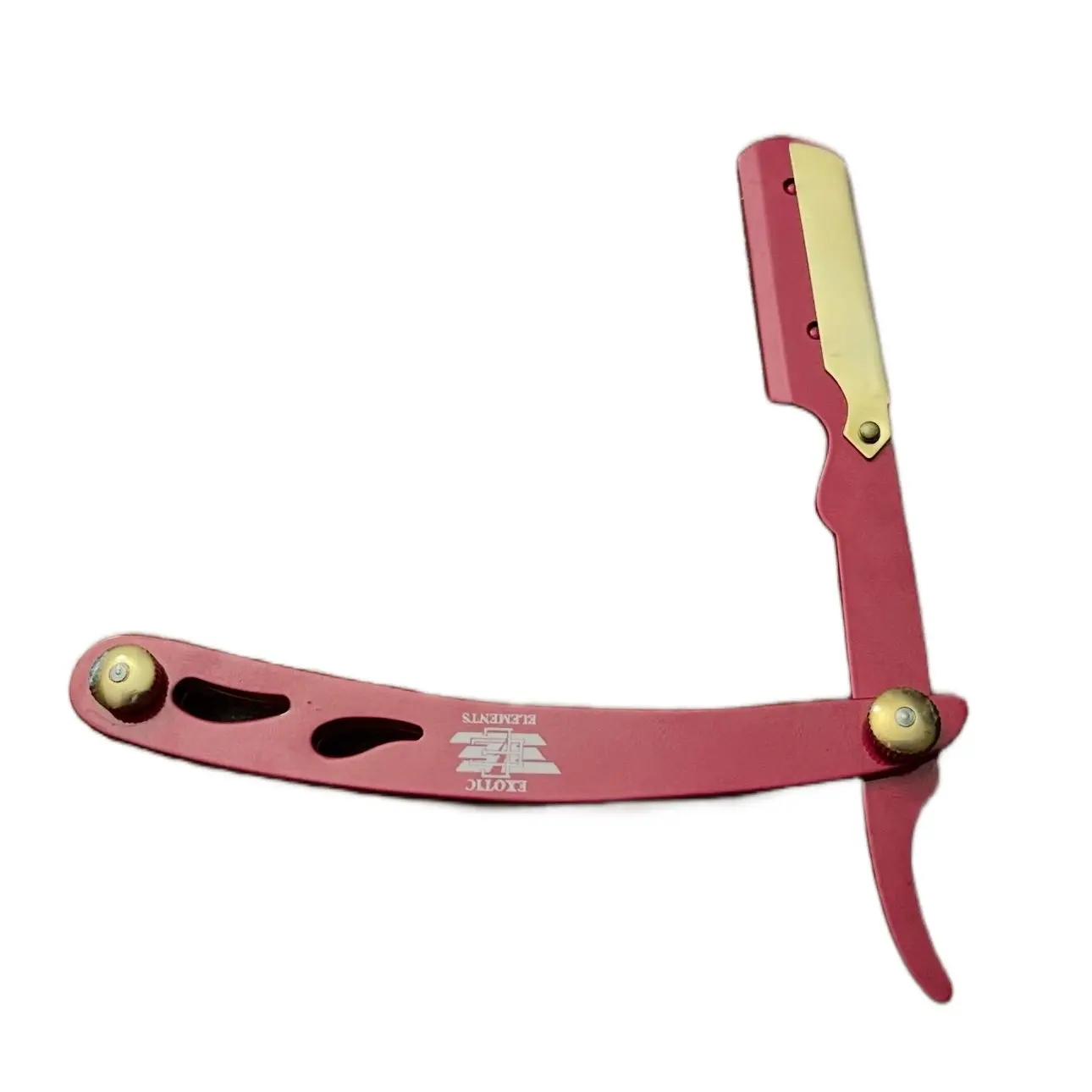 Everyday Use Shaving Grooming Straight Edge Mustache Shaving Razor with Free Blade Cut-Throat Shaving Knife Red and Gold