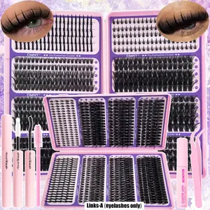 800Pcs Spiky Lash Clusters, Spiky+Bottom+40D-120D Mixed Style Volume Eyelash Clusters single box, with Tool Kit, D Curl Lash Extension, Thick Individual Eyelash, Manga Eyelashes, Diy Eyelash Extensions, Reusable False Lashes for Daily, Festivals