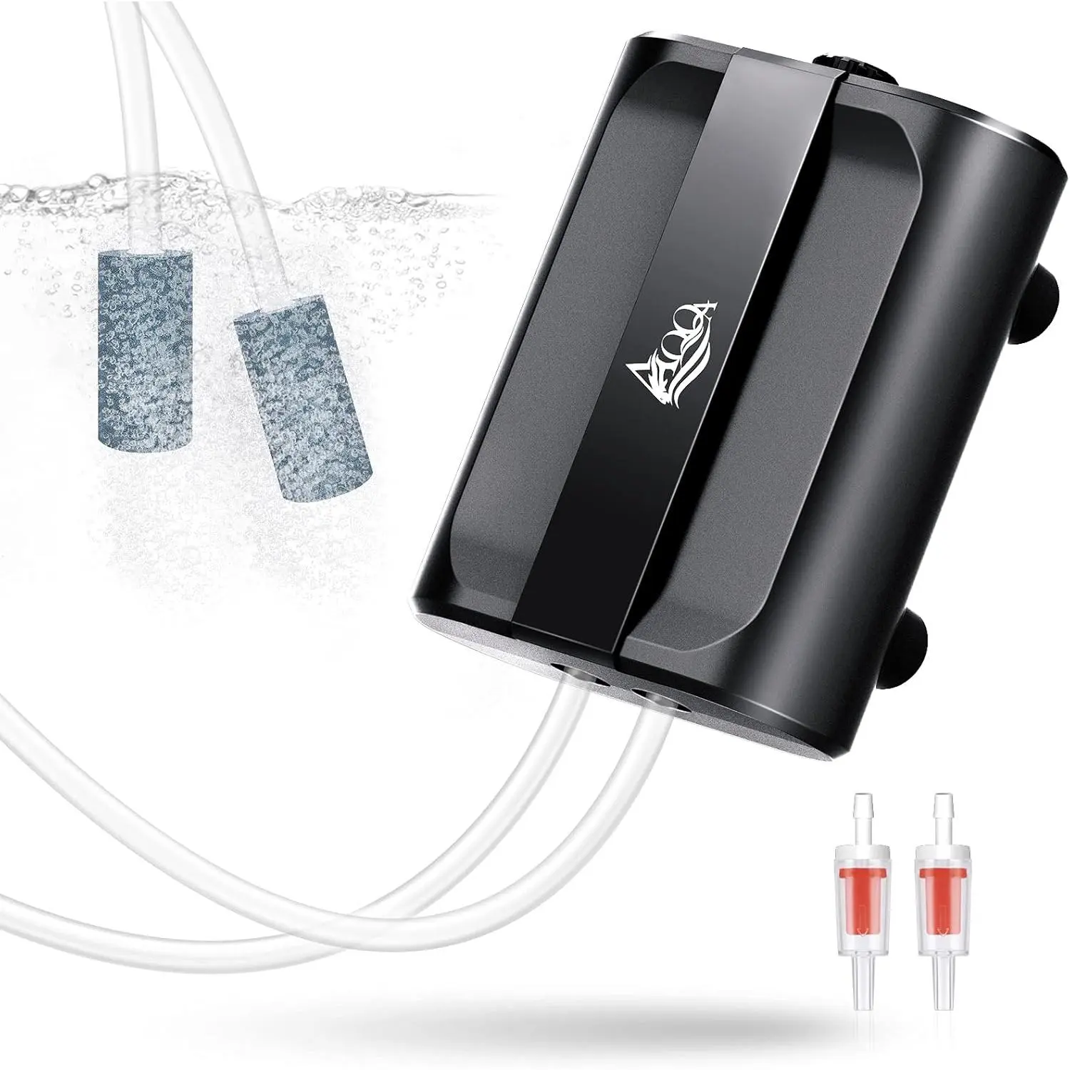 Aquarium Air Pump,3.5W 5W Dual Outlet  Pump with 2 Air Stone,Adjustable Air Valve Quiet Bubbler Pump,Up to 160 Gallon Fish Tank (3.5w)
