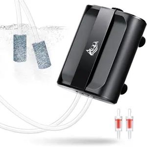 Aquarium Air Pump,3.5W 5W Dual Outlet  Pump with 2 Air Stone,Adjustable Air Valve Quiet Bubbler Pump,Up to 160 Gallon Fish Tank (3.5w)
