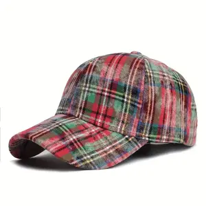 Vintage Red & Green Plaid Baseball Cap - Adjustable, Lightweight, Festive Christmas Design with "Merry Christmas" Text, Perfect for Holiday Celebrations, Casual Headwear| Festive Cap| Lightweight Cap, Christmas