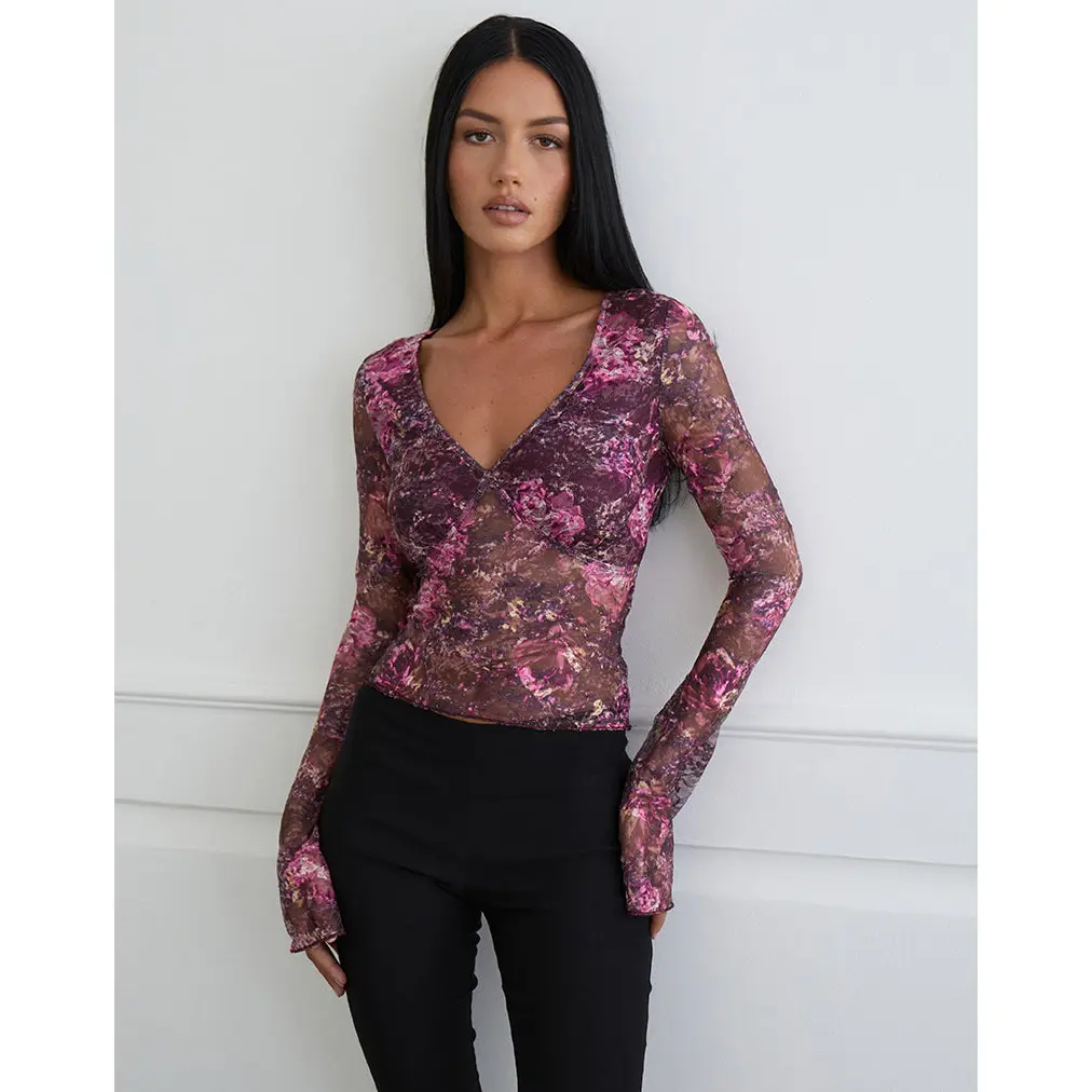 Copriva Top in Abstract Rose Pink and Plum