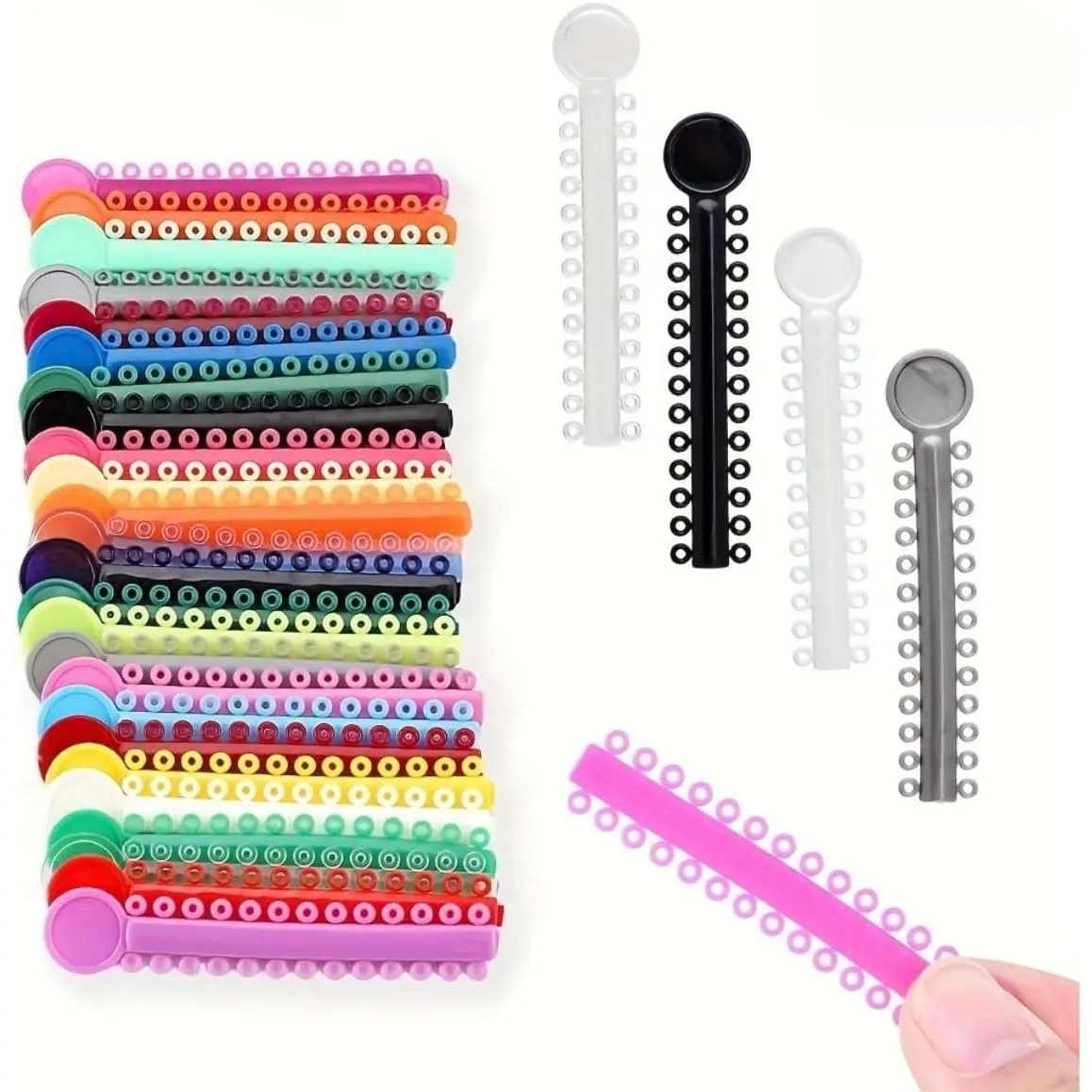 Multi-Color Orthodontic Accessories, 1040 Pack of Rubber Elastic Bands, Dental Ligature O-Rings for Teeth Braces, Multi-Pack