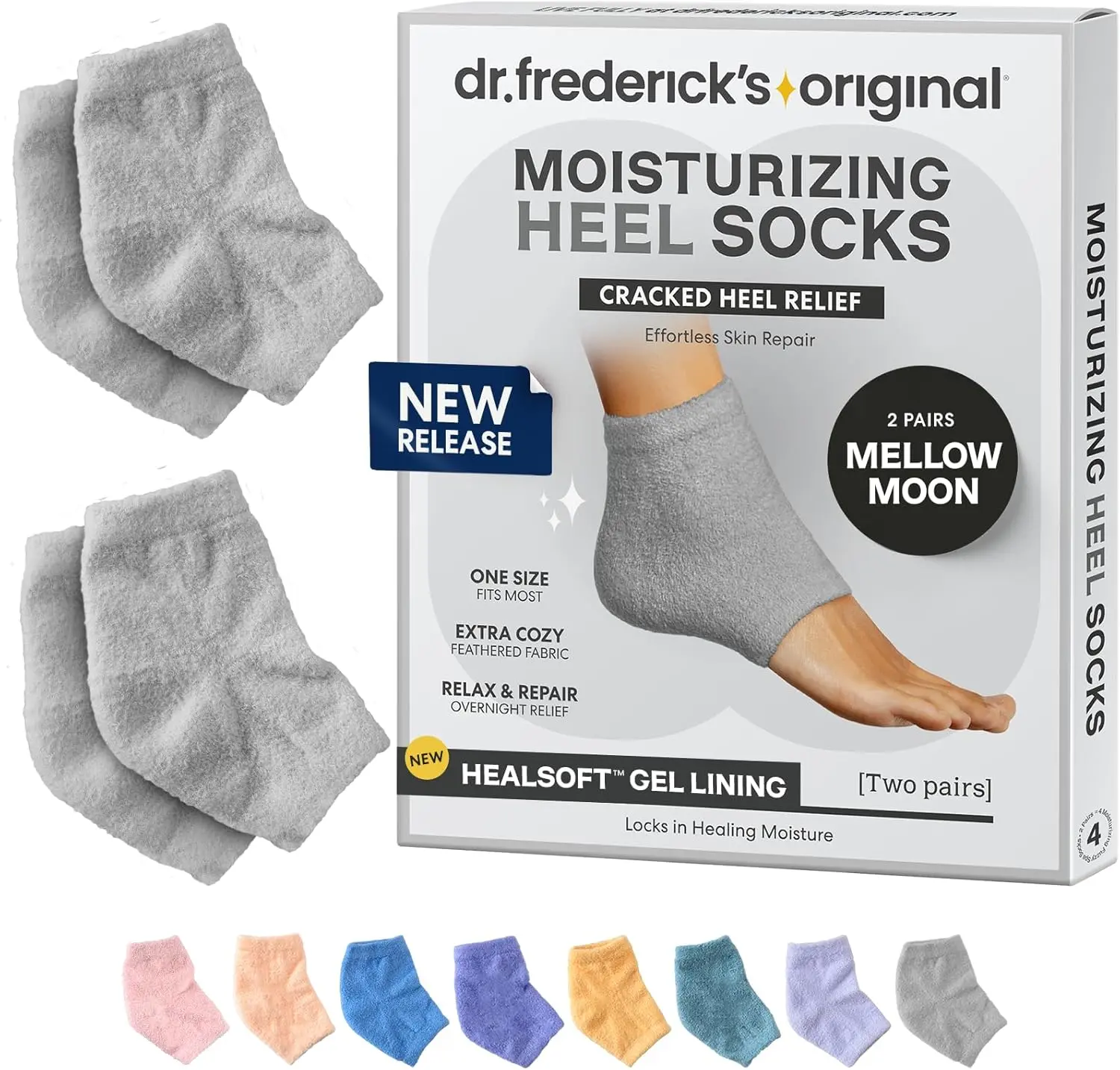 Dr. Frederick's Fuzzy Moisturizing Heel Socks - Soften Dry Cracked Heels Overnight