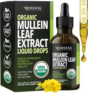 Mullein Drops for Lungs - USDA Organic Mullein Leaf Extract - Respiratory Health and Lung Support Supplement - 2 Fl Oz - Vegan, Non-GMO, and Alcohol Free Formula - Herbal Tincture - 2 Month Supply
