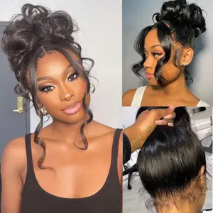 KissLove Pre-Everything Invisi-Drawstring 360 Lace Wig Body Wave Glueless Full Lace Frontal Wig Pre-cut Lace Pre-bleached Human Hair Ready to Go Wig for Fall vibes