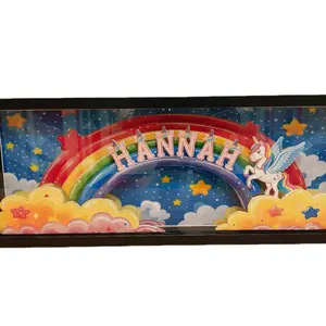 Custom 3D Personalized Frame - rainbow unicorn