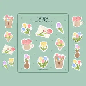 cute tulip sticker sheet | floral sticker sheet | Planner & Bullet Journal Stickers