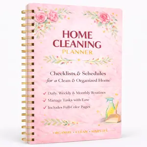 Women's Home Cleaning Planner & Checklist Book - Spiral Bound Daily, Weekly, Monthly Household Chore Organizer with Durable Design & Cleaning Lists (Home Supplies Party Gift)