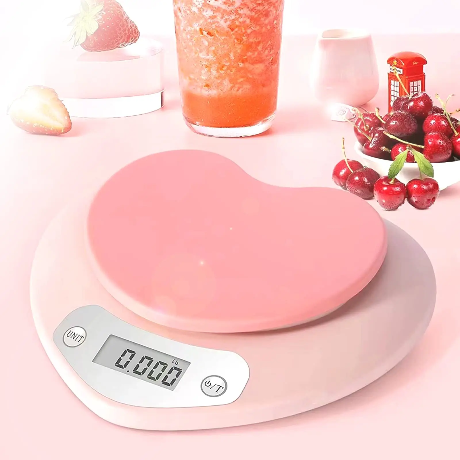 Heart-Shaped Kitchen Electronic Food Weight Scale, 1 Count Digital Kitchen Scale, 1 g–5 kg Food Measuring Tool, Portable Measuring Tool for Baking, Baked Goods, Food and Coffee