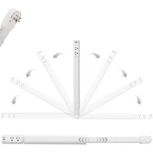 Electrical Outlet Extender Stick with Telescopic 22"-34" Extension & 180? Swivel, 2 AC Outlets & 3 USB Ports (1 USB-C/2 USB-A), for Hard-to-Reach Outlets Behind Furniture Bed Desk Sofa Nightstands