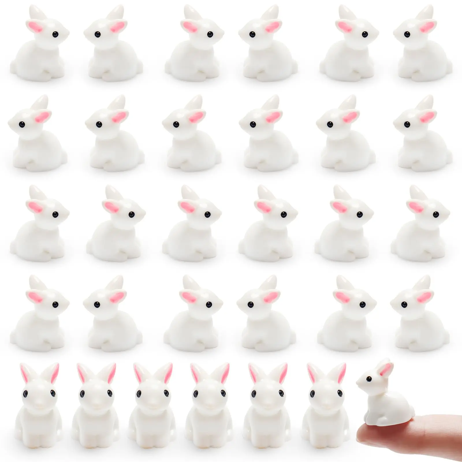 100Pcs Mini Resin Rabbit Figurines - Easter Bunny Ornaments for Fairy Garden, Cake Decor, Home Décor & Easter Egg Fillers