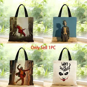 DCU Batman Joker movie villain classic charming Storage Bags Canvas Bags Series Print Bag Lightweight Shoulder High Appearance Large Capacity Minimalist  Soft Fabric Bag Shopping Bags
