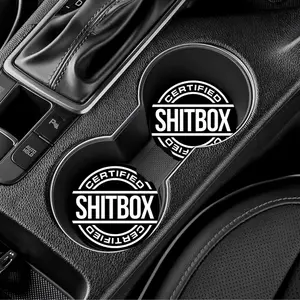 Certified SHITBOX Car Coaster Set of 2 - Stylish Absorbent Drink Coasters for Car and Home Use