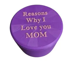 Reasons Why I Love You Mom Keepsake Gift Box - 3D Printed with 9 Heart-Shaped Tokens & 6 Tiny Pink Hearts for Mother's Day