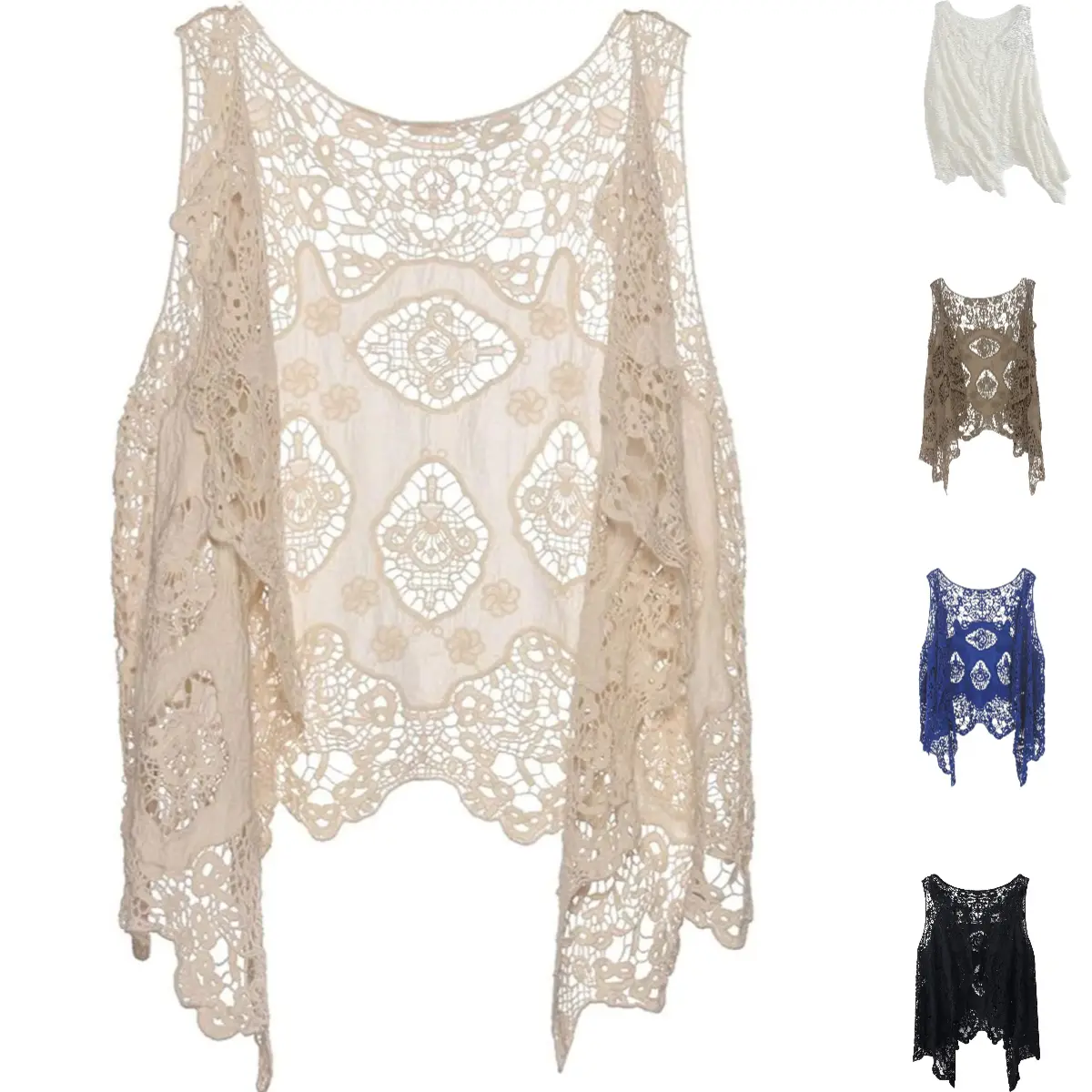Tanming Women's Cute Open-Front Crochet Knitwear Vest Cardigan - Lace, Floral, Butterfly, Boho Outfits, Oversized Summer Beach Coverup Top,summerwins