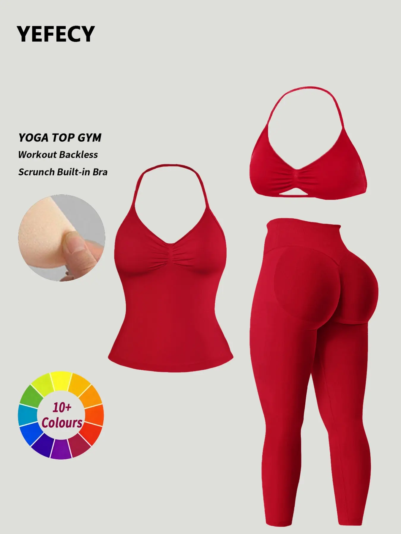 Women's Yoga Pilates Workout Set, Gym Workout Sportswear, Gym Yoga Outfits, High-Waisted Tight-Fitting Suit, Short Sleeves & Above-The-Knee Design, All-Season Wear