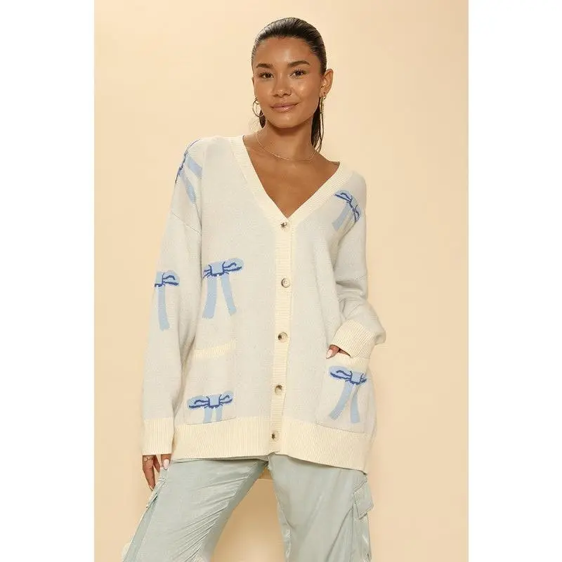 All over bow knit cardigan