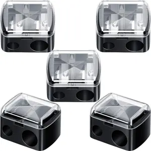 5 Pack Makeup Pencil Sharpener Plastic Lip Liner Eyeliner Sharpener Cosmetic Manual Tools (Matte Black,Classic)