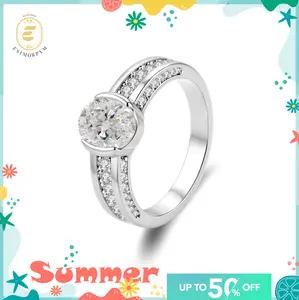 EOM Moissanite Waterproof 1.5ct Fortune Glow Oval Ring Wedding Engagement Anniversary Valentine's Day Romantic Elegant Gift Daily Wear for Women