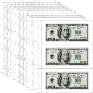 35-Page Money Binder Refill Sheets - 3-Pocket Dollar Bill Sleeves for Collectors | Non-PVC Currency Album Pages Holds US & Foreign Paper Money, Banknotes