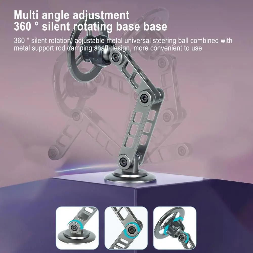 Magnetic Car Phone Holder 360 Rotatable with GPS, Foldable, Metal Mount, Durable Alloy, Hands-Free Phone Holder for Desk Use Folding Gun (Grey) Color