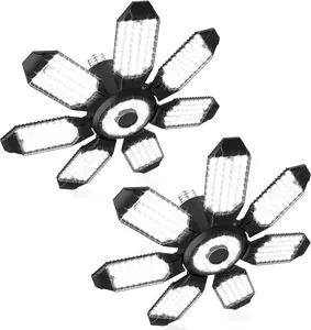 LED Garage Light 1/2/4 Pack, Super Bright Basement Ceiling Lighting 7+1 Deformable Panels Screw in E26 Bulb Base Socket for Workshop Attic Warehouse Utility Laundry Storage Area