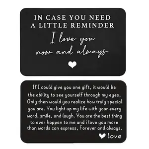 Engraved Aluminum Wallet Greeting Card, Custom Message Card, Positive Message Card, Romantic Gift for Couples, Perfect for Weddings, Christmas, Valentine's Day, Birthdays