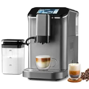 VEVOR Fully Automatic Espresso Machine - with Automatic Milk Frother, 20 Bar Super-Automatic Cappuccino Latte Machine with TFT Touch Screen, Grinder, 15 Grinding Levels, and Removable Milk Reservoir