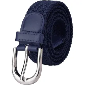 Men Women Multicolored Elastic Stretch Braided Belt Canvas Fabric Woven No Holes Belt