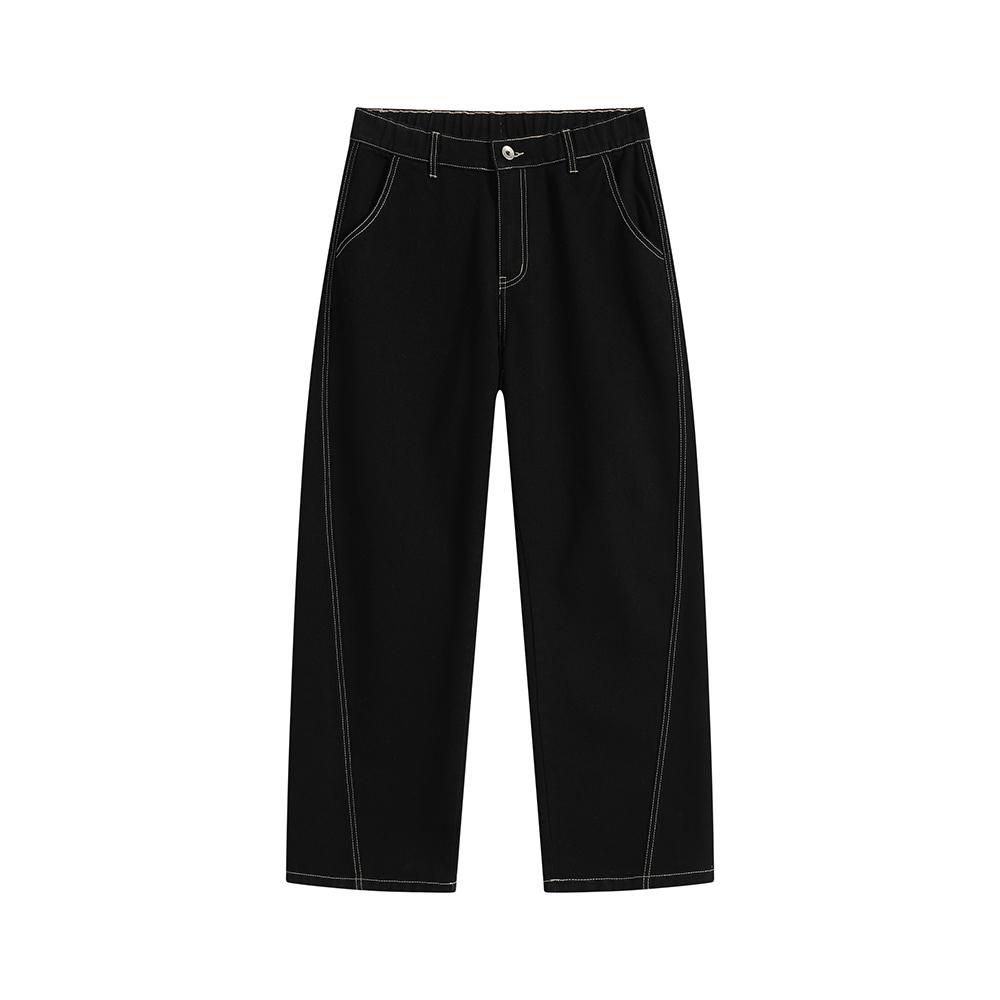 Men’s loose straight-leg jeans for autumn/winter, featuring a patchwork design and retro street style—versatile and easy to match.