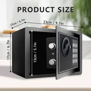 Money Safe Box for Home with Sensor Light & Money Bag, Security Safe Box for Money Safe with Keys & Pass Code, Lock Box with Digital Keypad (Black and Silvery)H1HomeFixMart