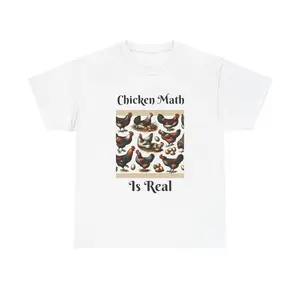 Funny Chicken Math Unisex Heavy Cotton Tee, Perfect Gift for Chicken Lovers, Farmhouse Decor, Casual Wear, Homesteaders