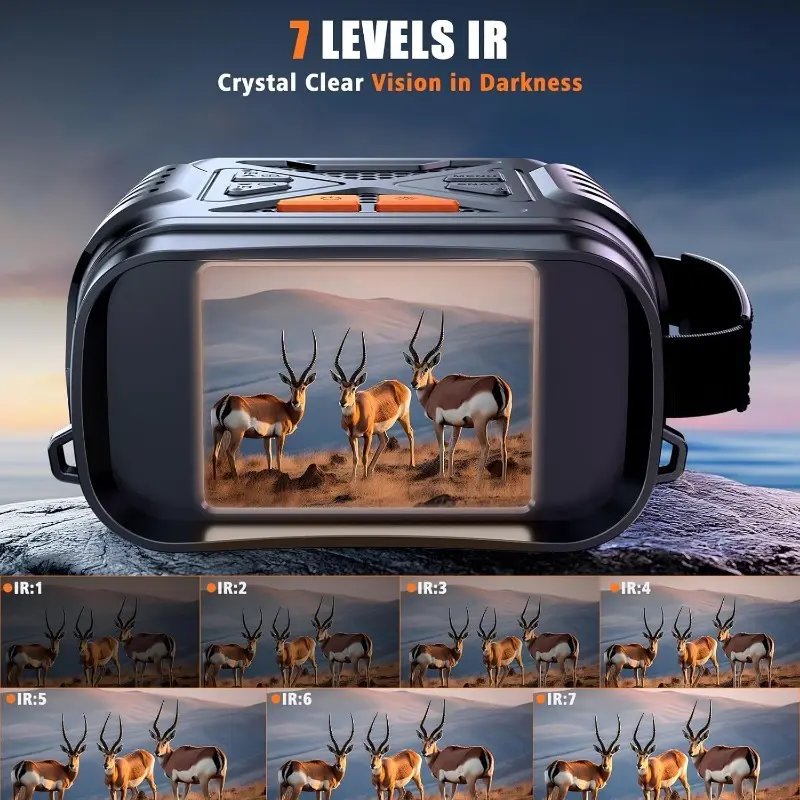 Night Vision Goggles,7 Level Infrared Digital Night Vision Binoculars for Adults,10x Zoom HD Screen Thermal Binoculars with 64GB TF Card for Photos and Videos Type-C Rechargeable Hunting Binoculars